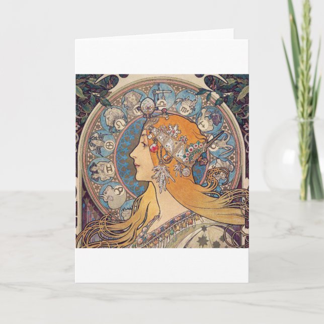 Carte Alphonse Mucha, "Zodiac" (Devant)