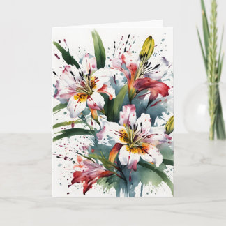 Carte Alstroemeria - Watercolor flowers