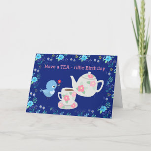 Carte Amateur de thé Cute nourriture pun rétro look heur