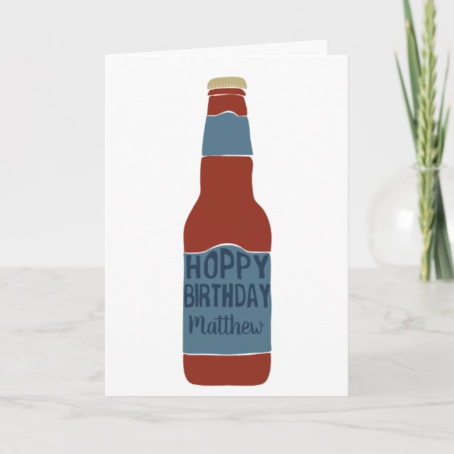 Carte Amateurs de bière personnalisés Hoppy Birthday (Devant)