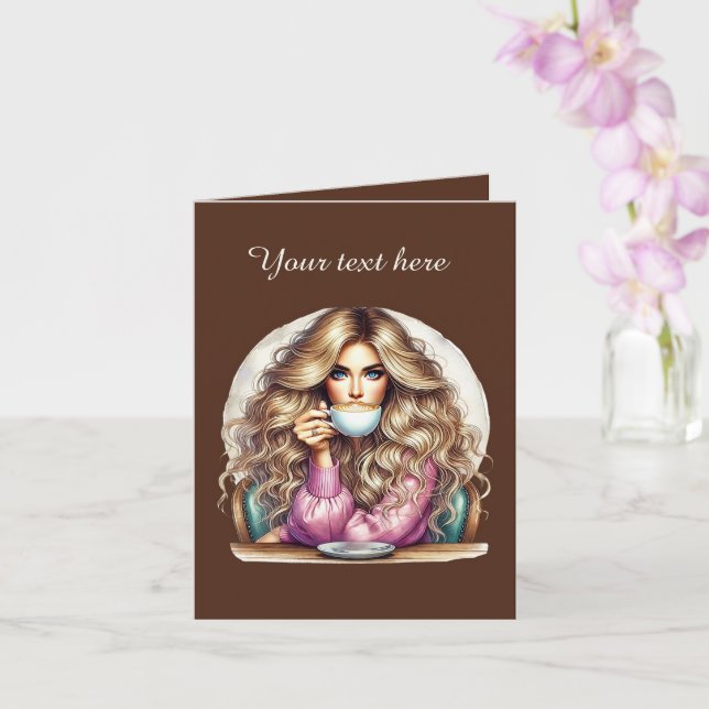 Carte Amateurs de café mignon ajouter un message (Orchidée)