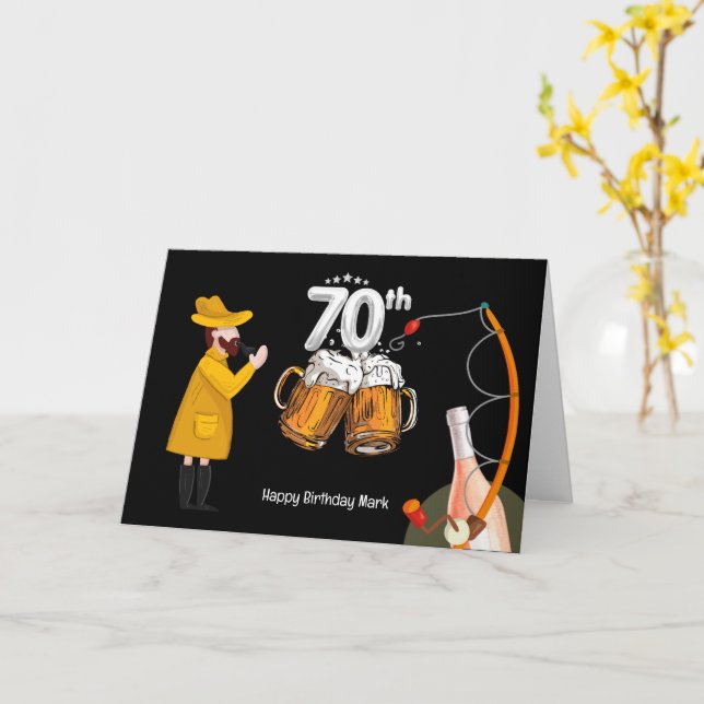Carte Amateurs de pêche 70e anniversaire (Fleur jaune)