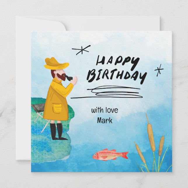 Carte Amateurs de pêche Anniversaire (Devant)