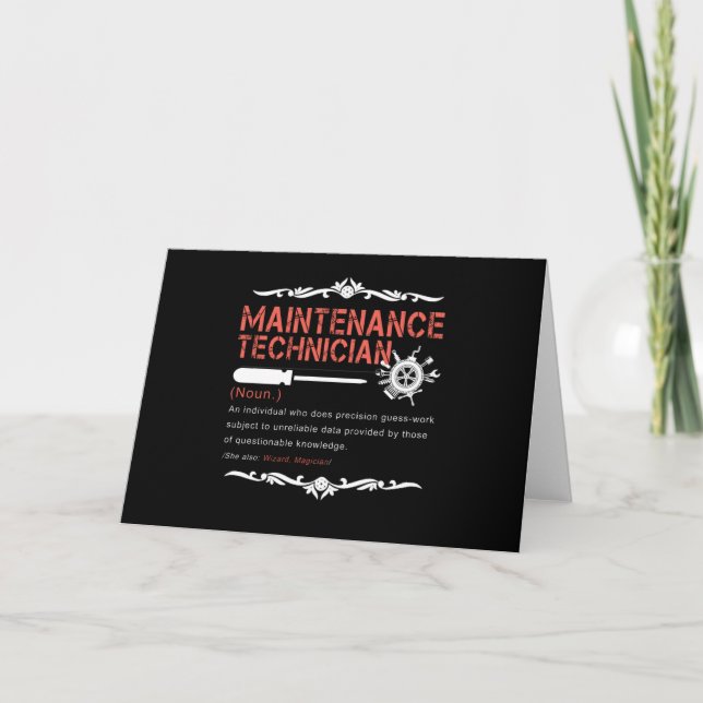 Carte Amateurs mécaniques |Définition du technicien de m (Devant)