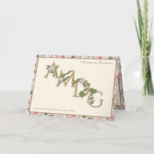 Carte AMDG Prière religieuse Vintage florale catholique