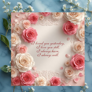 Carte Âme sœur intemporelle Roses pastel Shabby Chic Vin
