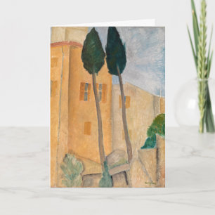 Carte Amedeo Modigliani - Cyprès et maisons à Cagnes