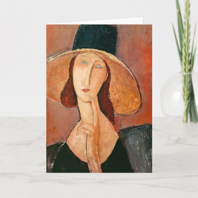 Carte Amedeo Modigliani - Jeanne Hebuterne en grand Casq (Devant)