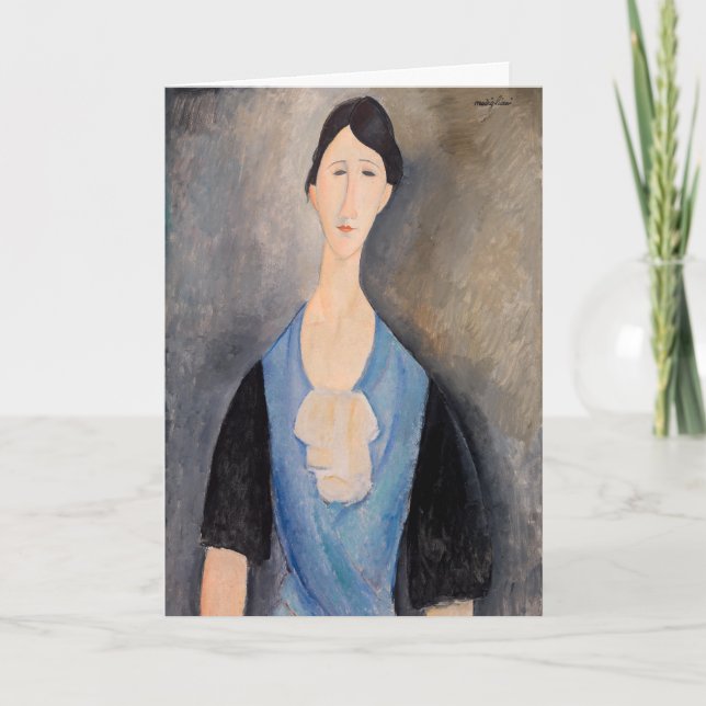 Carte Amedeo Modigliani - Jeune femme en bleu (Devant)