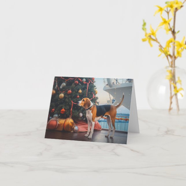 Carte American English Foxhound Christmas Cruise Holiday (Fleur jaune)