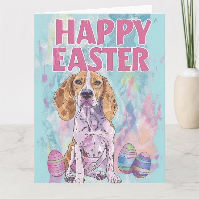 Carte American English Foxhound Happy Pâques (Devant)