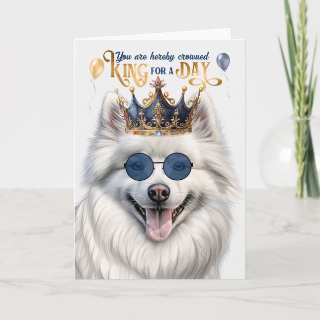 Carte American Eskimo Chien King pour un jour d'annivers (Devant)