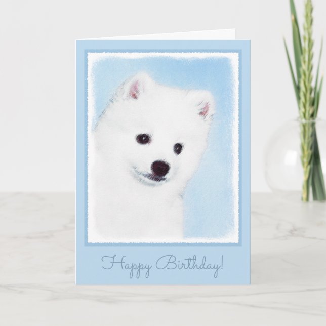 Carte American Eskimo Dog Painting - Original Dog Art (Devant)