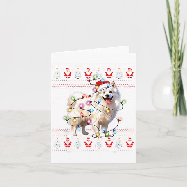 Carte American Eskimo Dog Xmas Lights Ugly Sweater Chris (Devant)