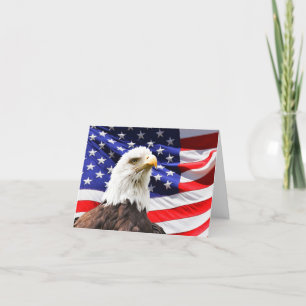 Carte American Flag and Bald Eagle