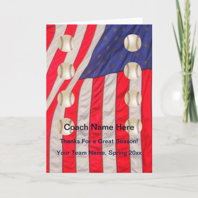 Carte American Flag Baseball Card for Coach Blank  (Devant)