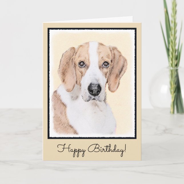 Carte American Foxhound Painting - Joli art original chi (Devant)