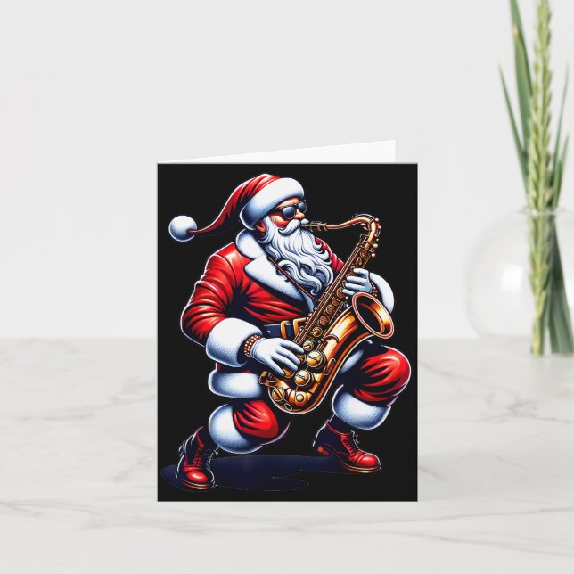 Carte American Santa Playing Saxophone Xmas Jazz Christm (Devant)
