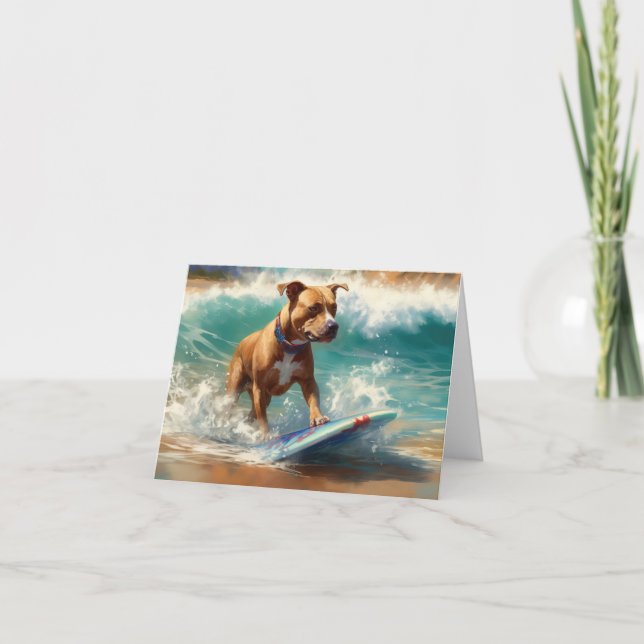 Carte American Staffordshire Beach Surf Peinture (Devant)