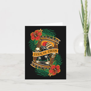 Carte American traditionnel Tattoo Old School crâne Flas