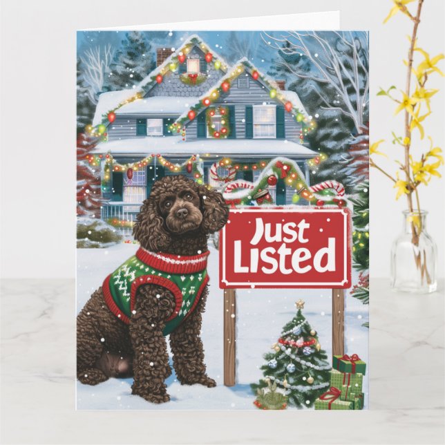 Carte American Water Spaniel Festive Realtor Noël (Fleur jaune)