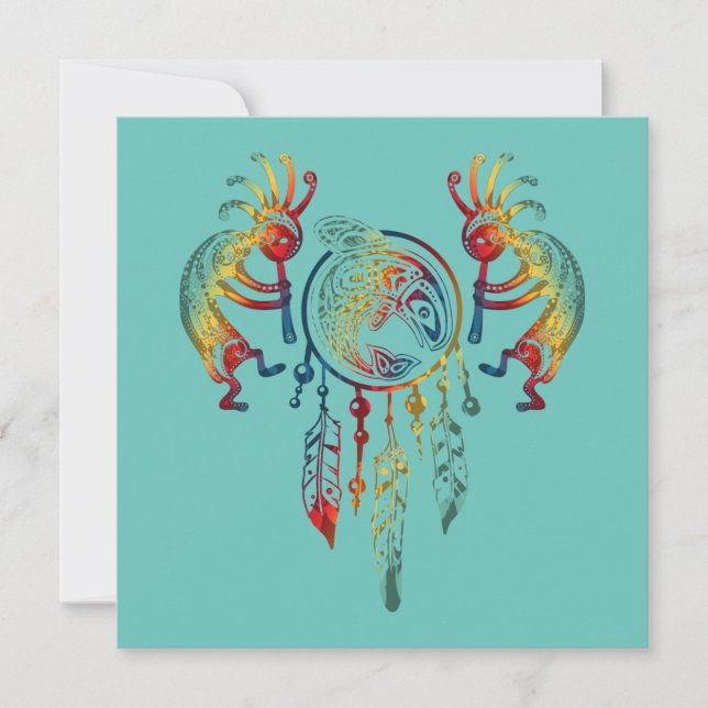 Carte Amérindien Kokopelli Whale Dreamcatcher 1 (Devant)