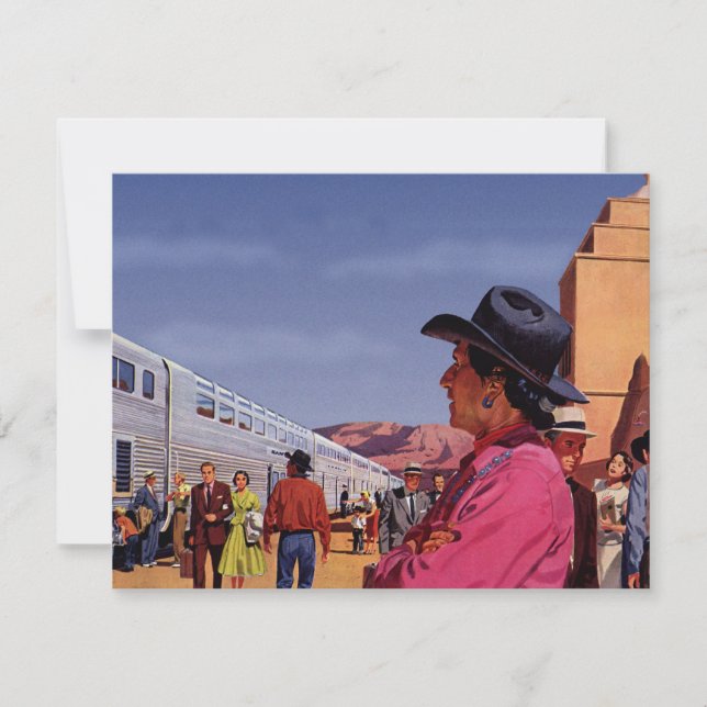 Carte Amérindien vintage à la gare (Devant)