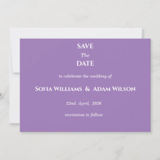 Carte ​Amethyst Purple Minimalist Save the Date Card