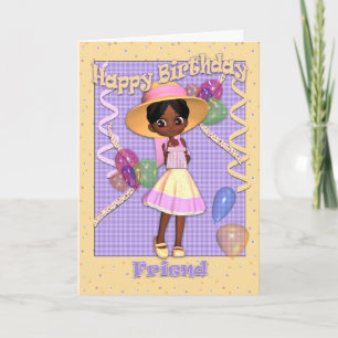 Carte Ami Africain Américain Petite Fille Anniversaire
