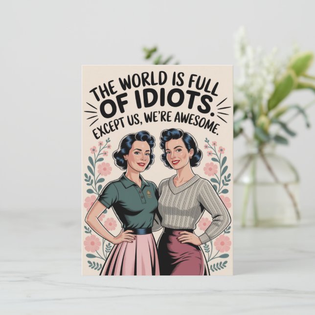 Carte Ami Ami Intéressant Humour Femmes Anniversaire (Debout devant)