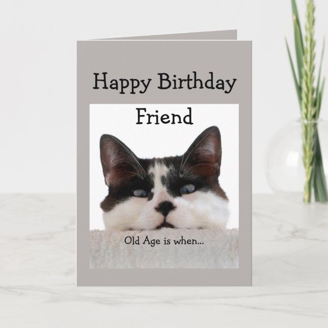 Carte Ami Anniversaire Vieillesse sur la colline, Humour (Devant)