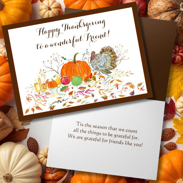 Carte Ami Bon thanksgiving Citrouille Et Turquie (Créateur téléchargé)