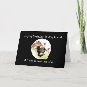 Carte Ami d'anniversaire amusant - Paysage de poulet de