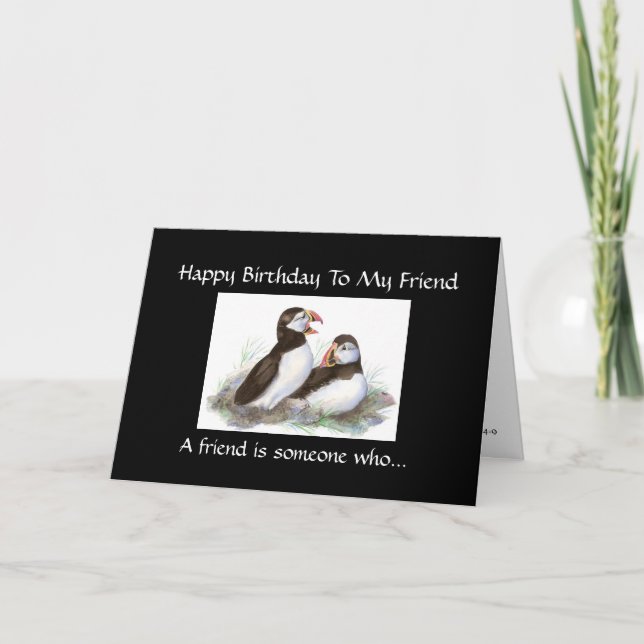 Carte Ami d'anniversaire amusant - Puffin Bird & Scriptu (Devant)
