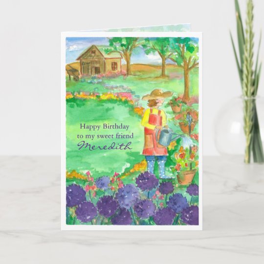 Carte Ami De Jardinage De Joyeux Anniversaire D Allium Zazzle Ca