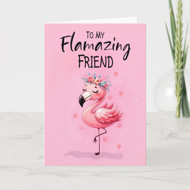 Carte Ami Dire Salut avec Flamant rose Fabrique et amusa (Devant)