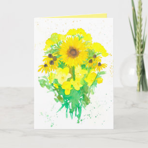 Carte Ami Encouragement Bouquet Fleur Jaune