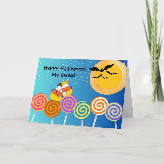 Carte Ami Halloween avec Candy Corn Couple (Devant)