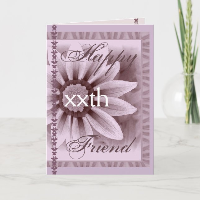 Carte AMI Joyeux xxe personnalisé Anniversaire Fleur LAV (Devant)