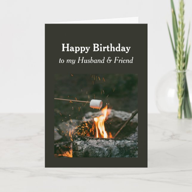Carte Ami marié de l'anniversaire Camping Fire Outdoors  (Devant)