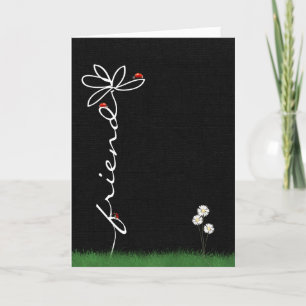 Carte Ami penser à toi marguerite avec les filles bugs