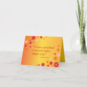 Carte Ami Plaisante Orange Fleurs