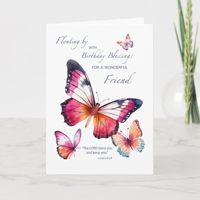 Carte Ami Religieux Anniversaire Papillons (Devant)