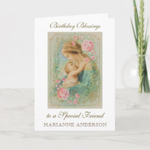 Carte Ami religieux Anniversaire Vierge Marie Jésus