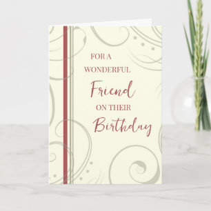Carte Ami rouge et beige Anniversaire