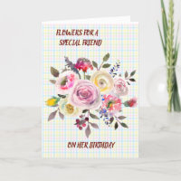 Ami Spécial Aquarelle Florale Voeux d'anniversaire