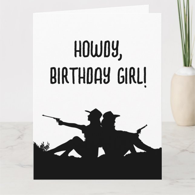 CARTE AMIE COWGIRLS WILD WEST BANTHDAGE GREETING CARD (Devant)