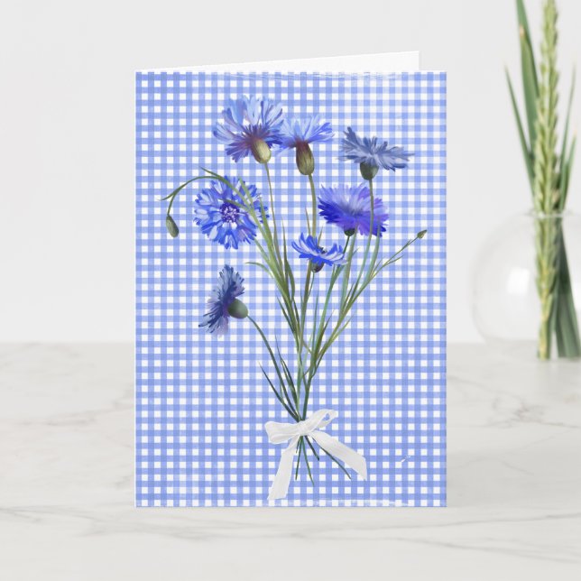 Carte Ami's Birthday Blue Cornflower Bouquet (Devant)