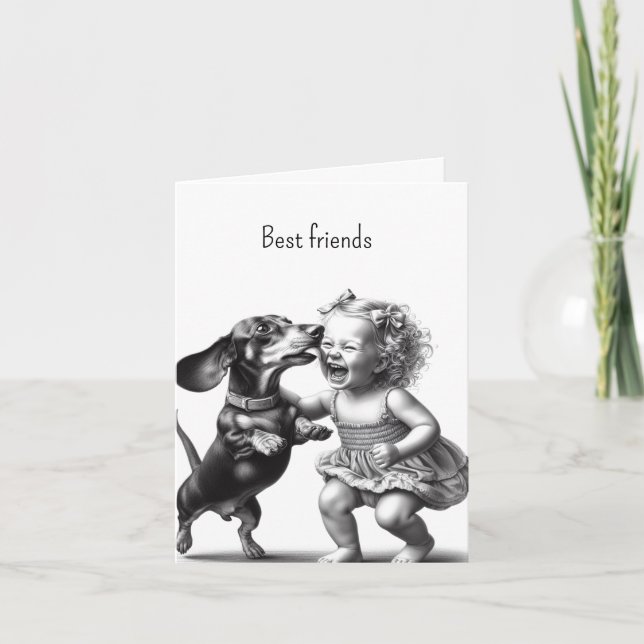 Carte Amis D Dachshund Vintage (Devant)