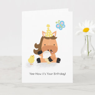 Carte Amis de la ferme Perky Pony Heureux voeux d'annive